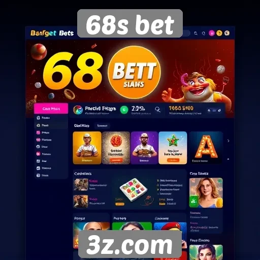 Interface e design do site 68s bet em foco